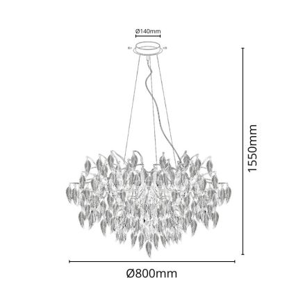 Lámpara de araña de cristal colgante 12xG9/40W/230V negro