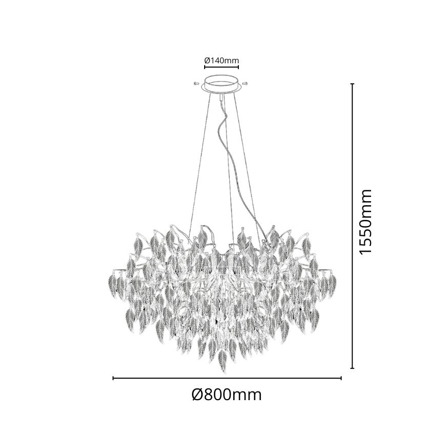 Lámpara de araña de cristal colgante 12xG9/40W/230V negro