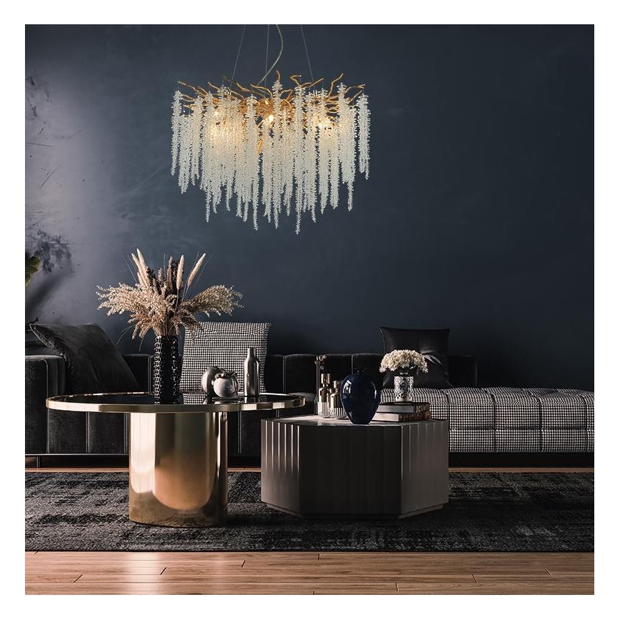 Lámpara de araña de cristal colgante 13xG9/40W/230V dorado