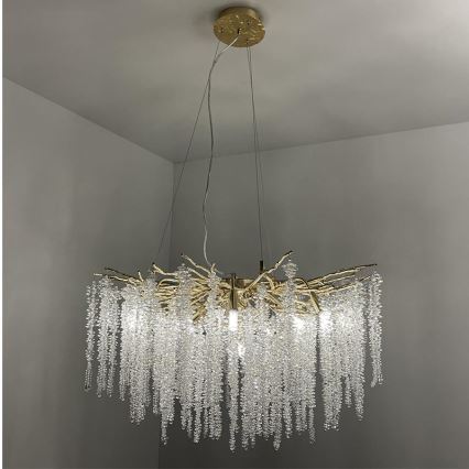 Lámpara de araña de cristal colgante 13xG9/40W/230V dorado