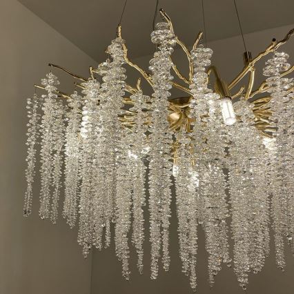 Lámpara de araña de cristal colgante 13xG9/40W/230V dorado