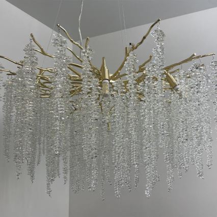 Lámpara de araña de cristal colgante 13xG9/40W/230V dorado