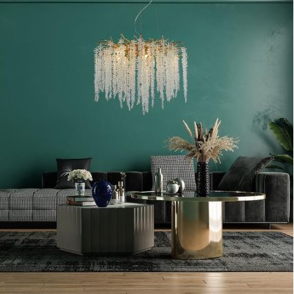 Lámpara de araña de cristal colgante 9xG9/40W/230V dorado