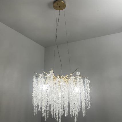 Lámpara de araña de cristal colgante 9xG9/40W/230V dorado
