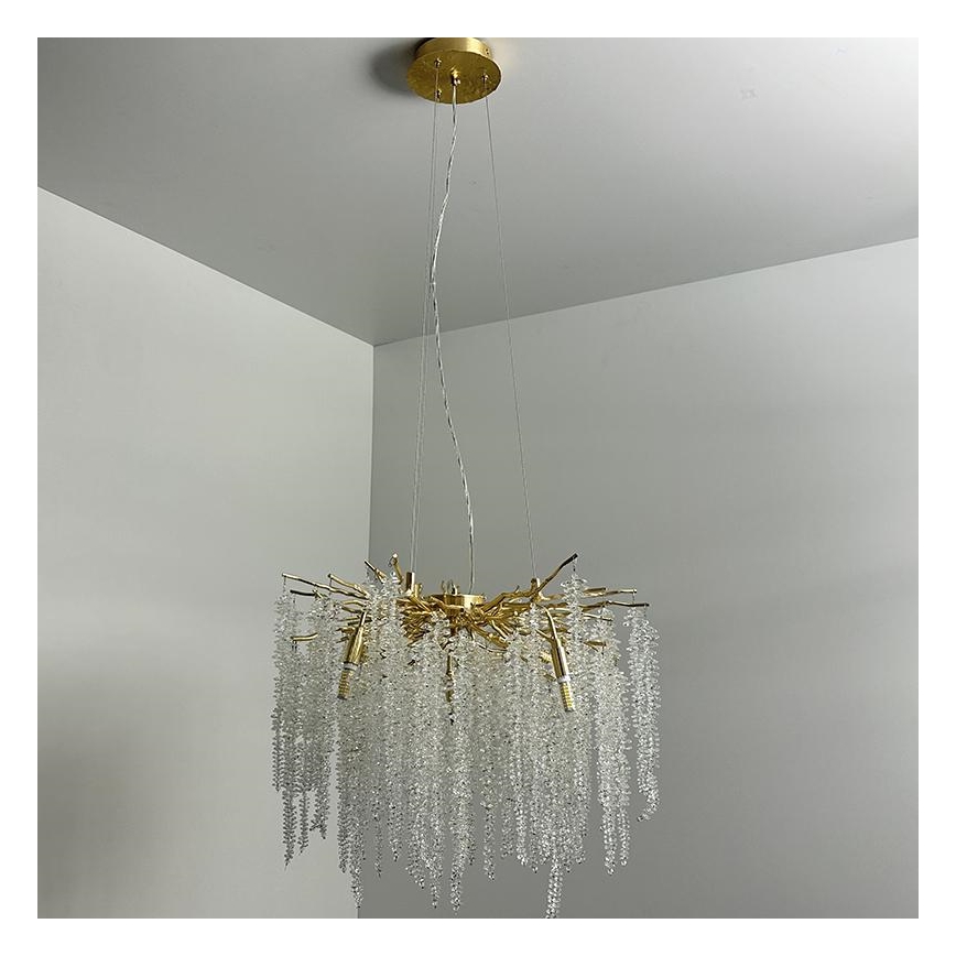 Lámpara de araña de cristal colgante 9xG9/40W/230V dorado