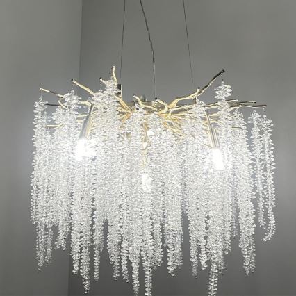Lámpara de araña de cristal colgante 9xG9/40W/230V dorado