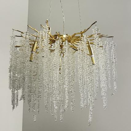 Lámpara de araña de cristal colgante 9xG9/40W/230V dorado