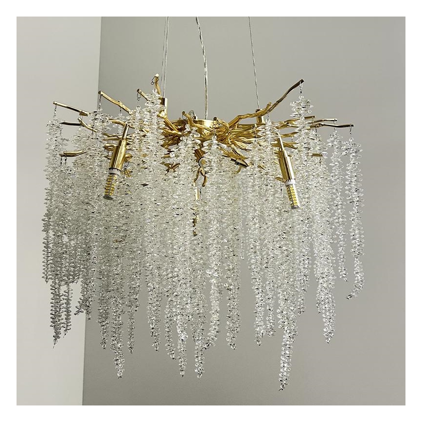 Lámpara de araña de cristal colgante 9xG9/40W/230V dorado