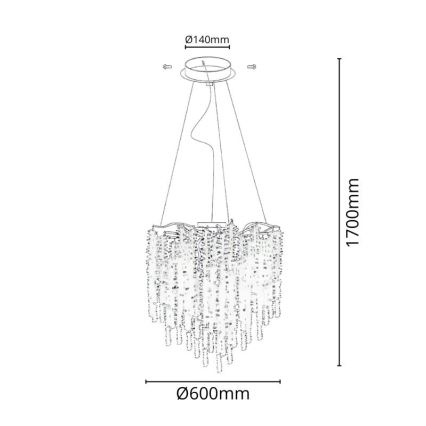 Lámpara de araña de cristal colgante 9xG9/40W/230V dorado
