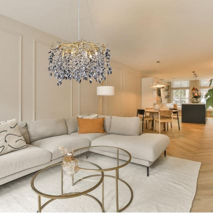 Lámpara de araña de cristal colgante 9xG9/40W/230V dorado