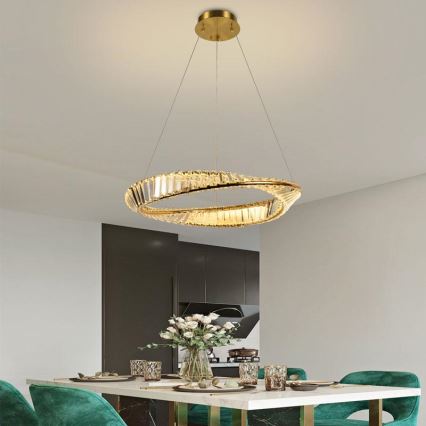 Lámpara de araña de cristal LED regulable con cable en cadena LED/40W/230V 3000-6500K + mando a distancia