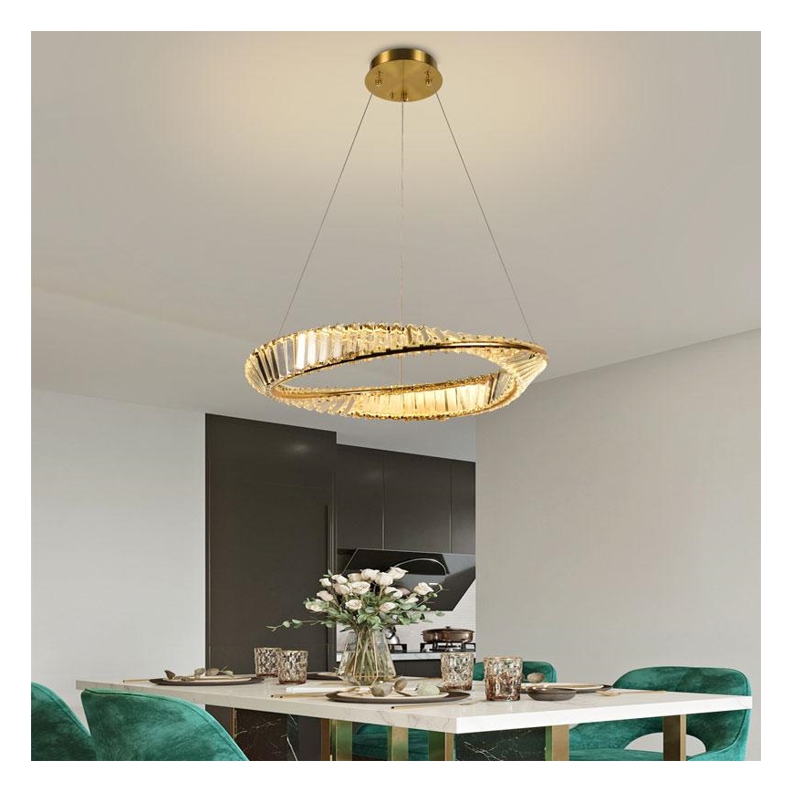 Lámpara de araña de cristal LED regulable con cable en cadena LED/40W/230V 3000-6500K + mando a distancia