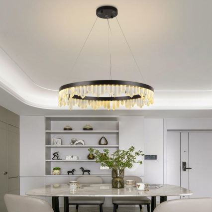Lámpara de araña de cristal LED regulable con cable en cadena LED/40W/230V + mando a distancia
