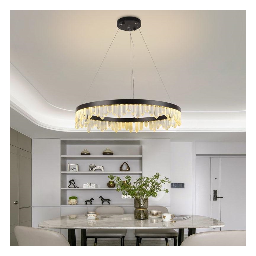 Lámpara de araña de cristal LED regulable con cable en cadena LED/40W/230V + mando a distancia