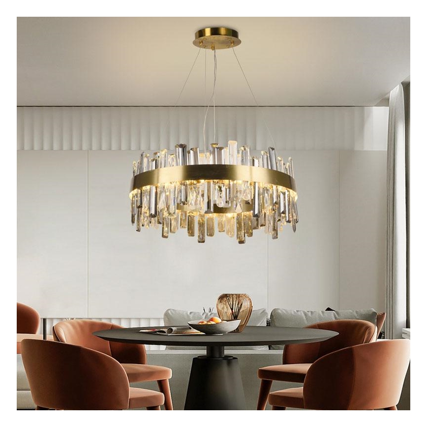Lámpara de araña de cristal LED regulable con cable en cadena LED/80W/230V 3000-6500K + control remoto