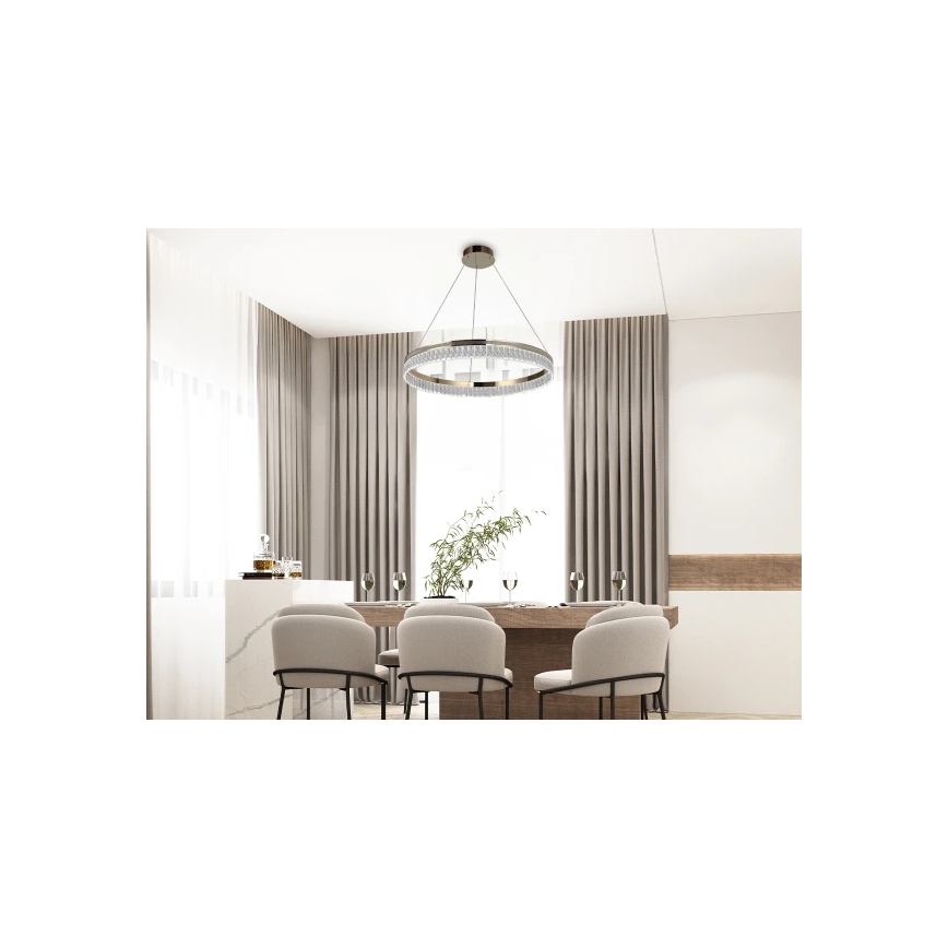 Lámpara colgante de cristal LED regulable en cable THALIA LED/55W/230V 3000-6000K, diámetro 80 cm + mando a distancia