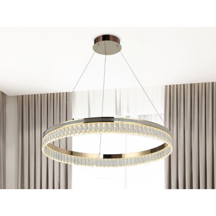 Lámpara colgante de cristal LED regulable en cable THALIA LED/55W/230V 3000-6000K, diámetro 80 cm + mando a distancia