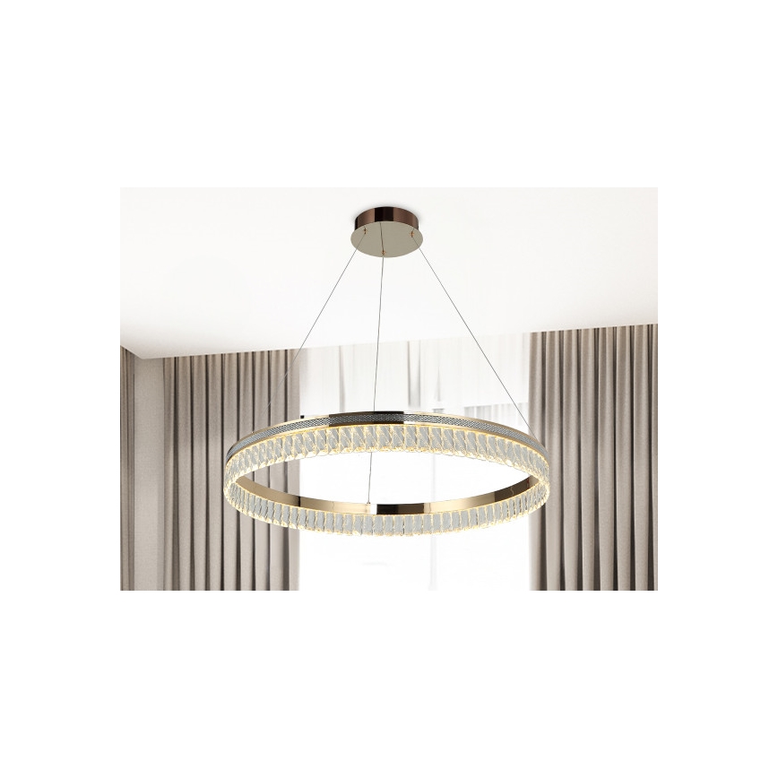 Lámpara colgante de cristal LED regulable en cable THALIA LED/55W/230V 3000-6000K, diámetro 80 cm + mando a distancia