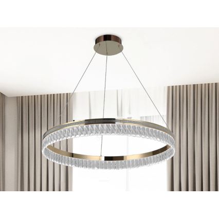 Lámpara colgante de cristal LED regulable en cable THALIA LED/55W/230V 3000-6000K, diámetro 80 cm + mando a distancia