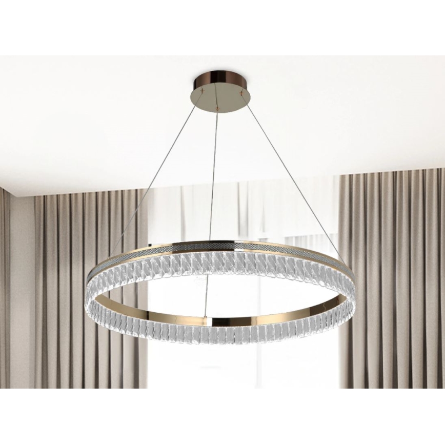 Lámpara colgante de cristal LED regulable en cable THALIA LED/55W/230V 3000-6000K, diámetro 80 cm + mando a distancia