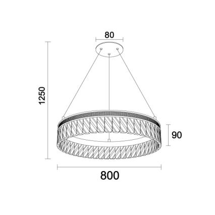 Lámpara colgante de cristal LED regulable en cable THALIA LED/55W/230V 3000-6000K, diámetro 80 cm + mando a distancia