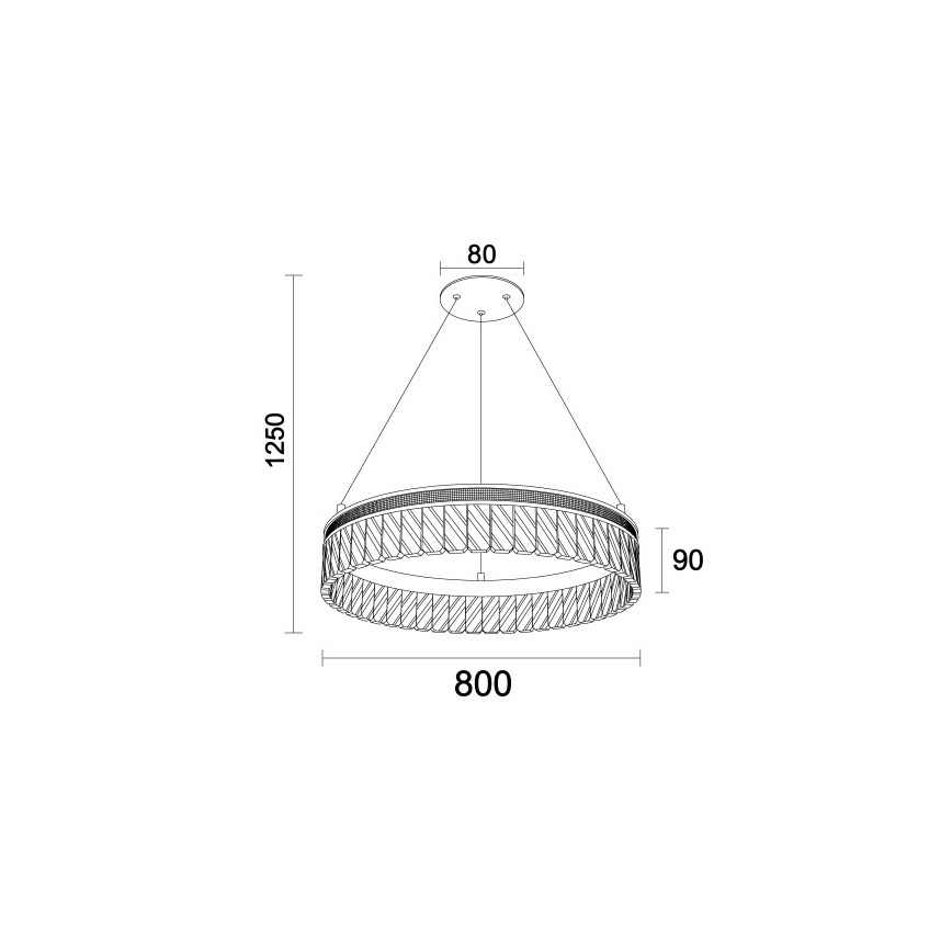 Lámpara colgante de cristal LED regulable en cable THALIA LED/55W/230V 3000-6000K, diámetro 80 cm + mando a distancia