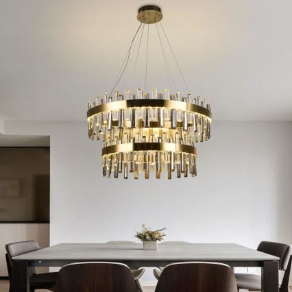 Lámpara de araña de cristal LED regulable en cadena LED/190W/230V 3000-6500K + control remoto