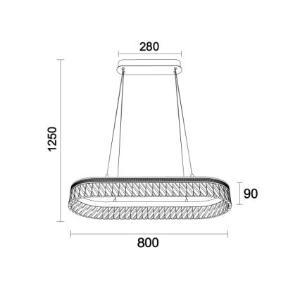 Lámpara colgante de cristal LED regulable THALIA LED/50W/230V 3000-6000K + mando a distancia