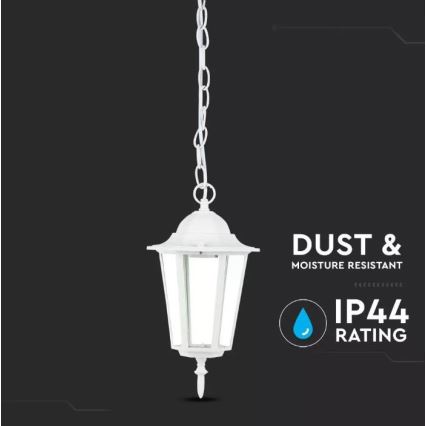 Lámpara de araña de exterior con cadena 1xE27/40W/230V IP44 blanco