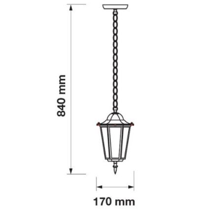 Lámpara de araña de exterior con cadena 1xE27/40W/230V IP44 blanco