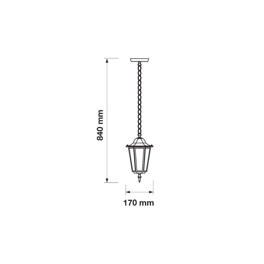 Lámpara de araña de exterior con cadena 1xE27/40W/230V IP44 blanco