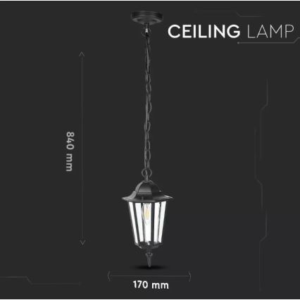 Lámpara de araña de exterior con cadena 1xE27/40W/230V IP44 negro
