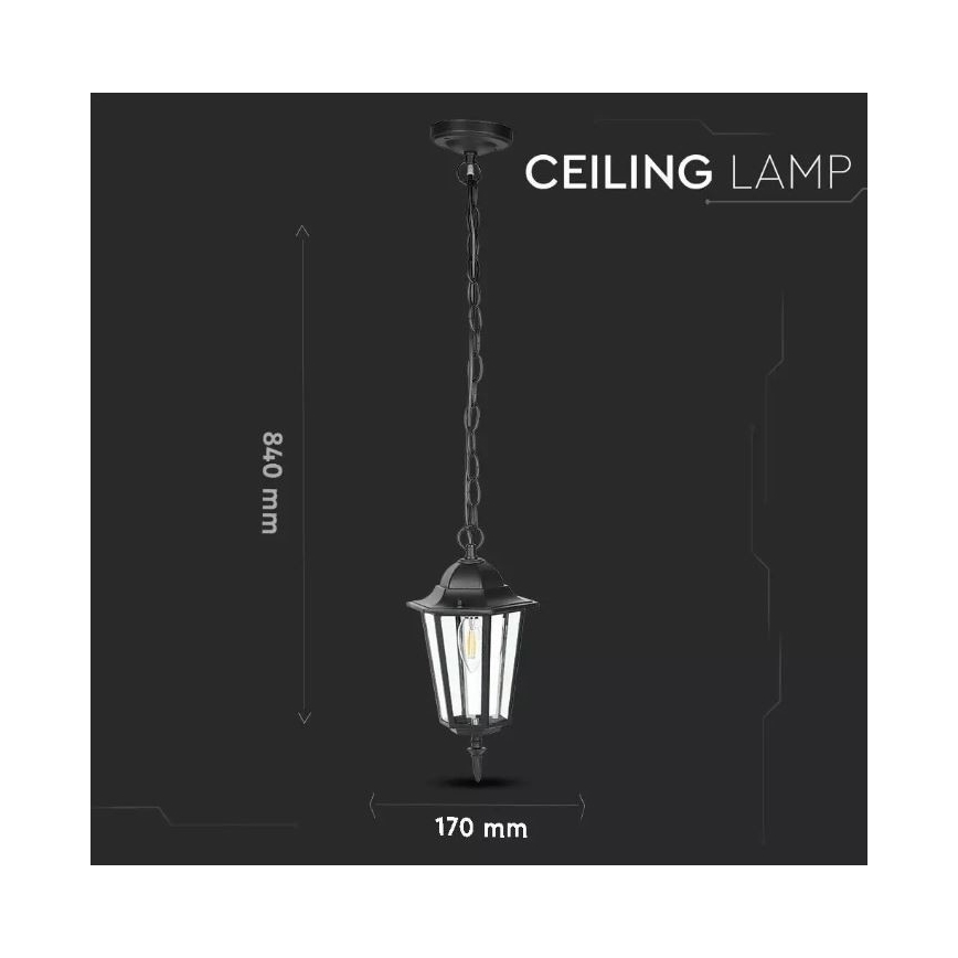Lámpara de araña de exterior con cadena 1xE27/40W/230V IP44 negro