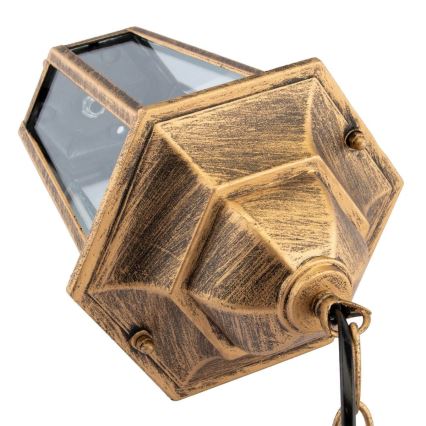 Lámpara de araña de exterior con cadena 1xE27/60W/230V dorado IP44