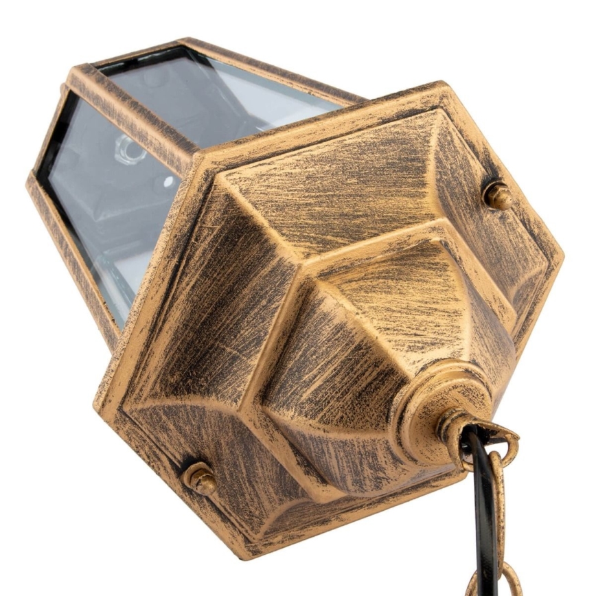 Lámpara de araña de exterior con cadena 1xE27/60W/230V dorado IP44
