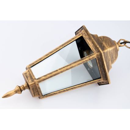 Lámpara de araña de exterior con cadena 1xE27/60W/230V dorado IP44