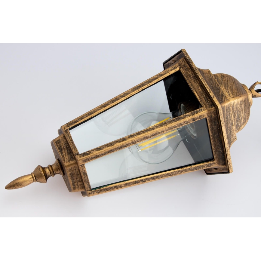 Lámpara de araña de exterior con cadena 1xE27/60W/230V dorado IP44