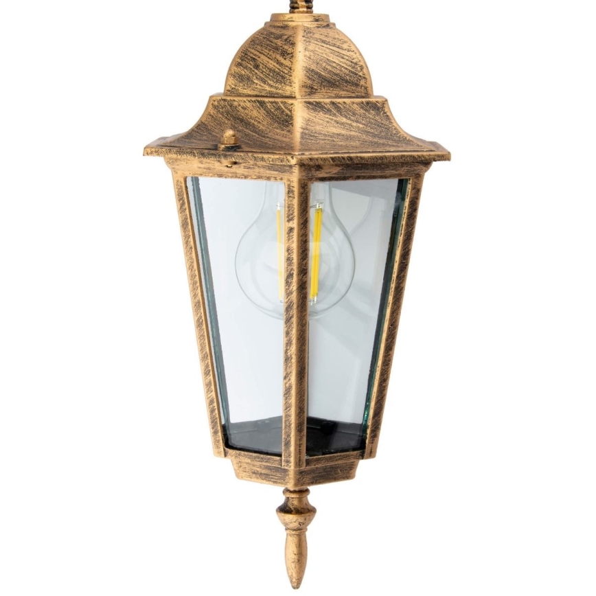 Lámpara de araña de exterior con cadena 1xE27/60W/230V dorado IP44