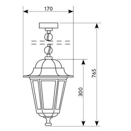 Lámpara de araña de exterior con cadena 1xE27/60W/230V dorado IP44