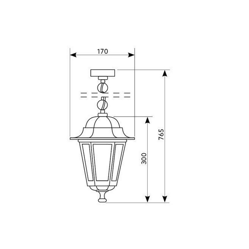 Lámpara de araña de exterior con cadena 1xE27/60W/230V dorado IP44