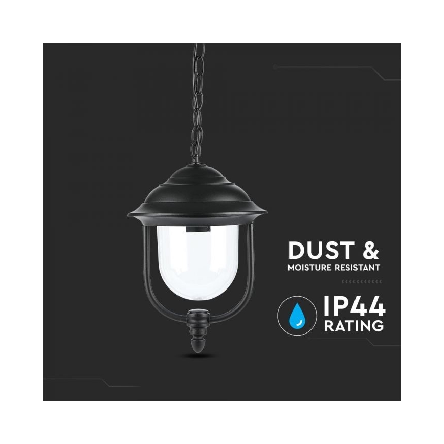 Lámpara de araña de exterior con cadena 1xE27/60W/230V IP44 negro