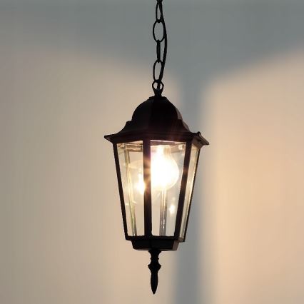 Lámpara de araña de exterior con cadena 1xE27/60W/230V negro