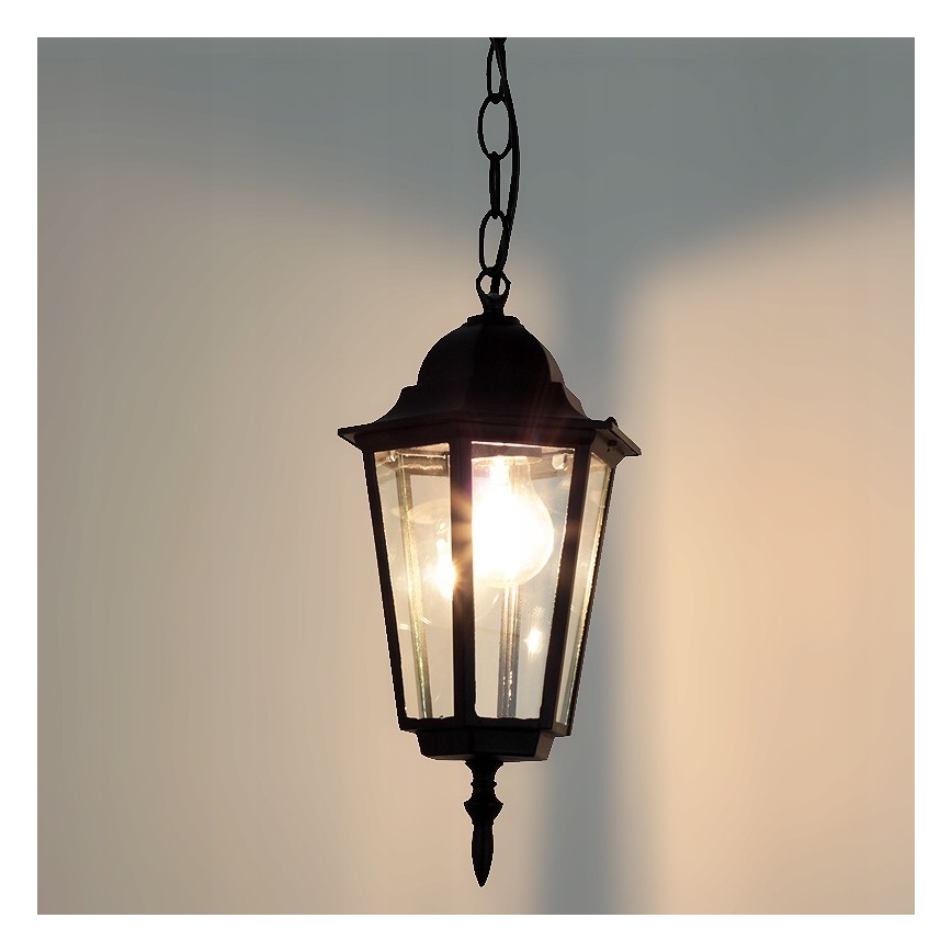 Lámpara de araña de exterior con cadena 1xE27/60W/230V negro