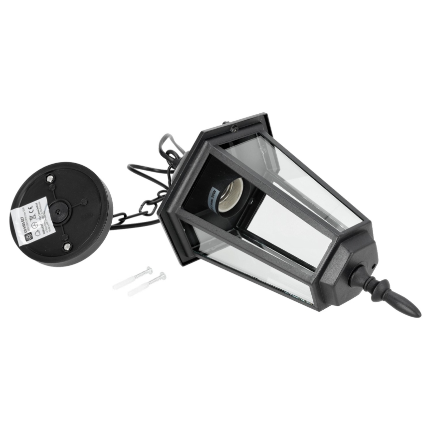 Lámpara de araña de exterior con cadena 1xE27/60W/230V negro