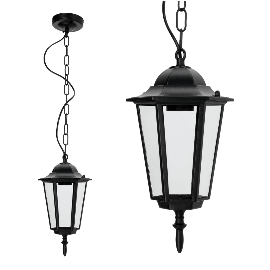Lámpara de araña de exterior con cadena 1xE27/60W/230V negro