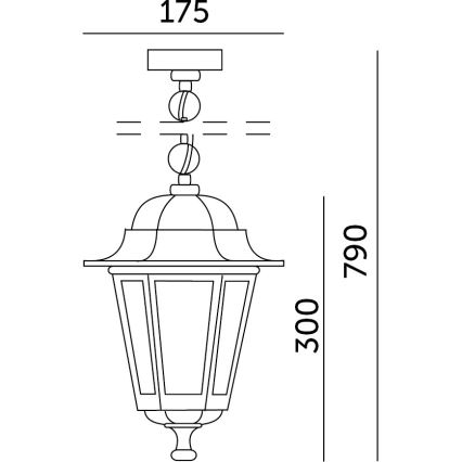 Lámpara de araña de exterior con cadena 1xE27/60W/230V negro