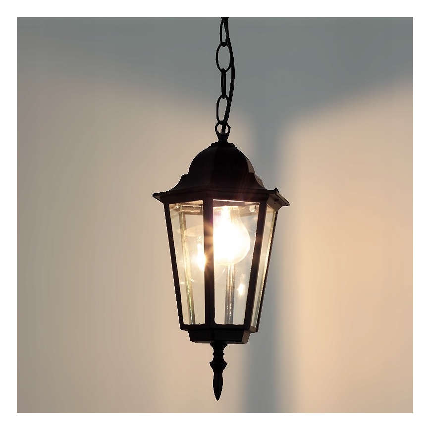 Lámpara de araña de exterior con cadena 1xE27/60W/230V negro