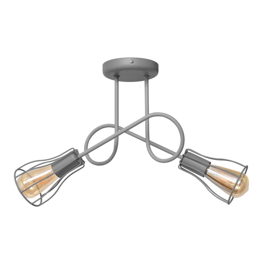 Lámpara de araña de luces de superficie OXFORD 2xE27/15W/230V gris