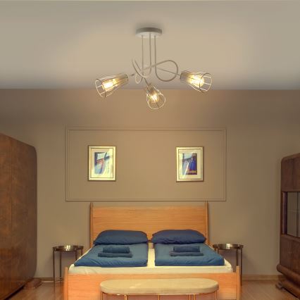 Lámpara de araña de luces de superficie OXFORD 3xE27/15W/230V blanco