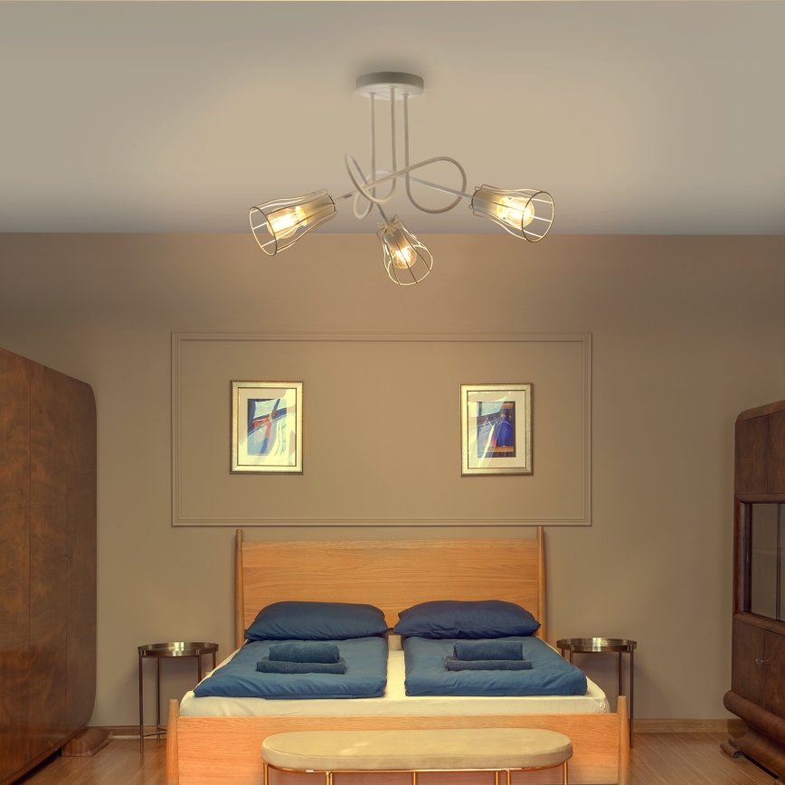 Lámpara de araña de luces de superficie OXFORD 3xE27/15W/230V blanco